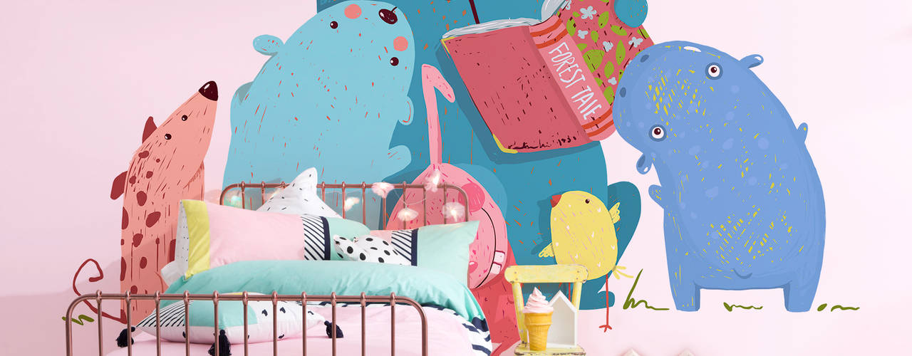 Read me Stories Pixers Nursery/kid’s room wall mural,wallpaper,kid,child,bear,animals,book,reading