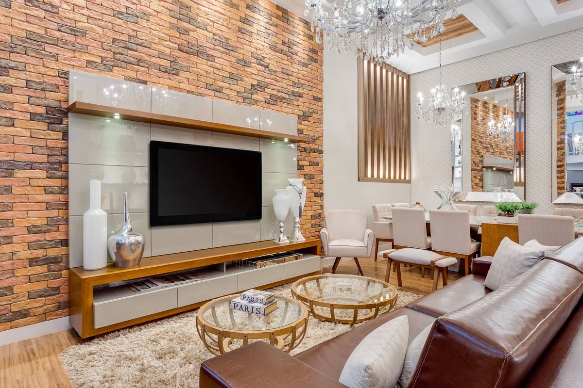 Salas de Estar e Jantar, Ideatto Móveis e Decorações Ideatto Móveis e Decorações Modern Living Room Propriedade,Mobiliário,Construção,Sofá,Madeira,Mesa,Porta-retratos,Conforto,Janela,Sala de estar