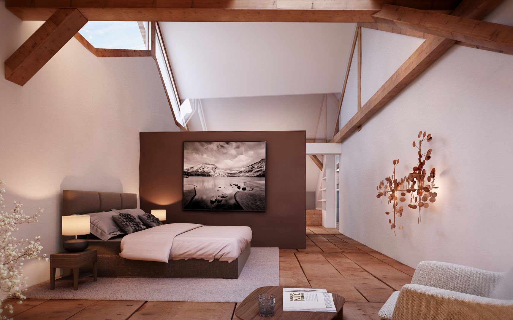 Masterbedroom im Dachgeschoss von Mann Architektur GmbH Rustic style bedroom