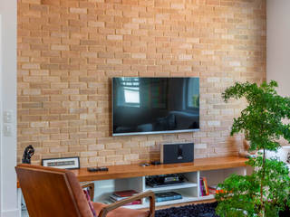APARTAMENTO JB, Raquel Junqueira Arquitetura Raquel Junqueira Arquitetura Modern Living Room Bricks