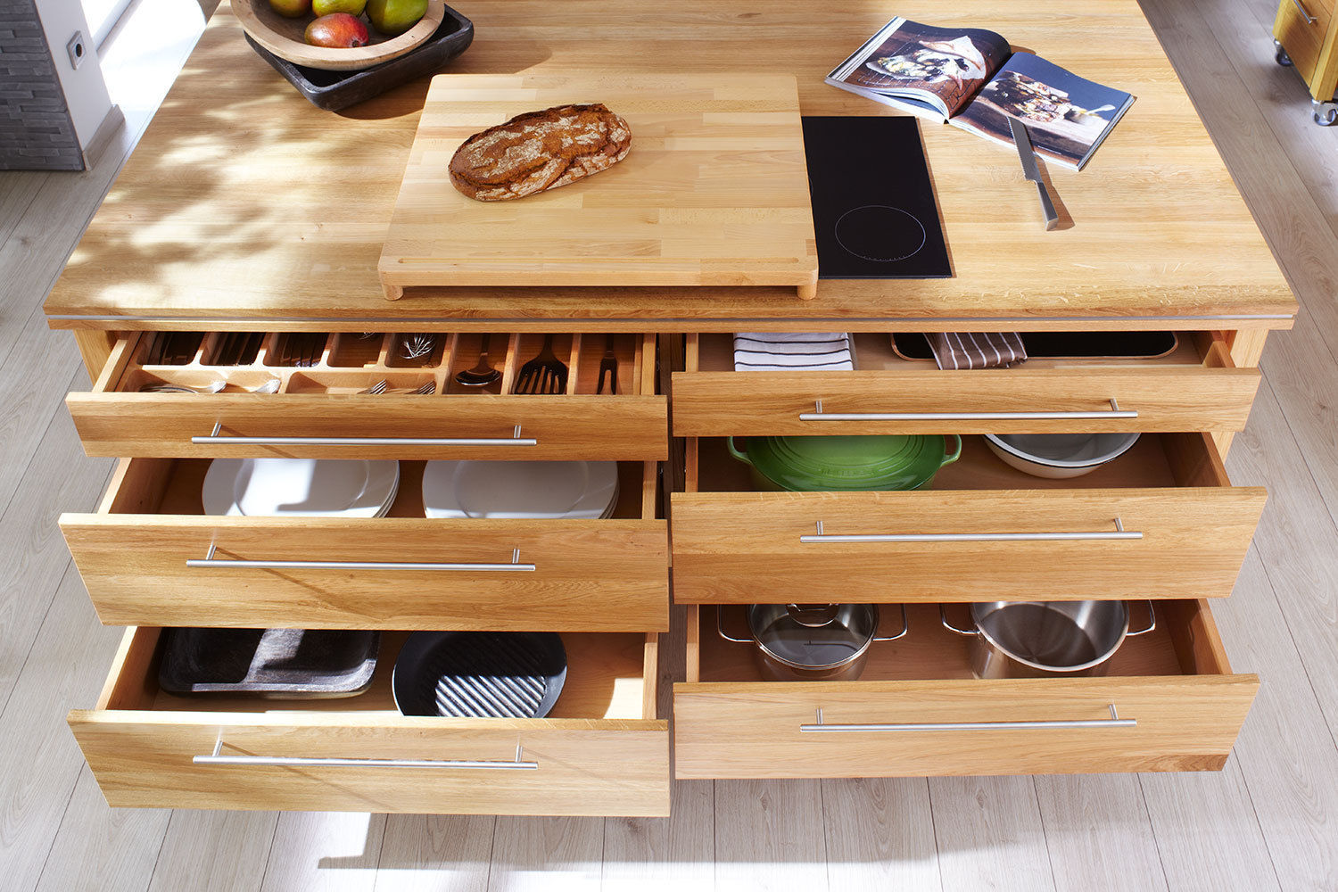 Massivholz Kochinsel pure nature annex Gmbh & Co. KG Kitchen Geschirr,Holz,Tisch,Rechteck,Gelb,Regale,Materialeigenschaft,Essen,Hartholz,Holzbeize