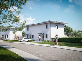 Das neue Thule „Reihenhaus Landsby“ ab 74 m² THULE Blockhaus GmbH - Ihr Fertigbausatz für ein Holzhaus Multi-Family house Residential area, Land lot, Estate, Suburb, Driveway, Landscaping