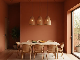 Warm terracotta-toned dining room , Desirée Vaquier_homify Desirée Vaquier_homify Modern Dining Room