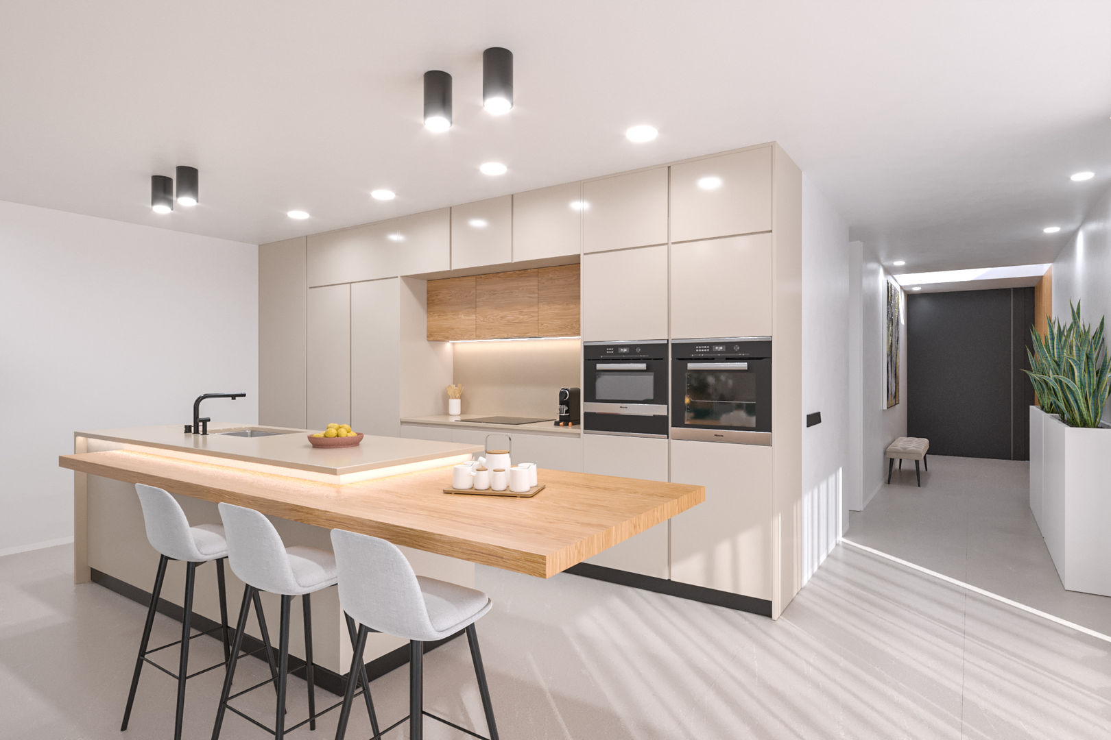 3D Cozinha/Kitchen - Open Plan Pascal Millasseau Construction Sunlight, view, bedroom, Casa, piscina, jardim, vidros, lote, lotes, moradia, espaço, espaçoso, vista, verde, natureza, garagem, cozinha, t3, quartos,house, pool, garden, windows, space, open space, nature, garage, bedroom, Condominium