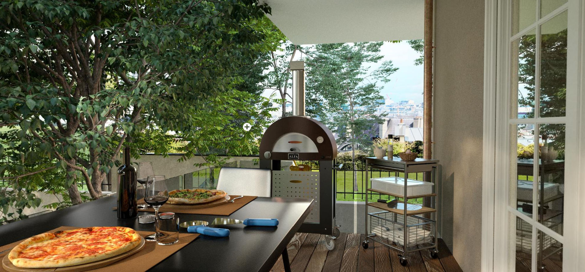 ALFA ONE oven front view Alfa Forni Balcony balcony, indoor kitchen