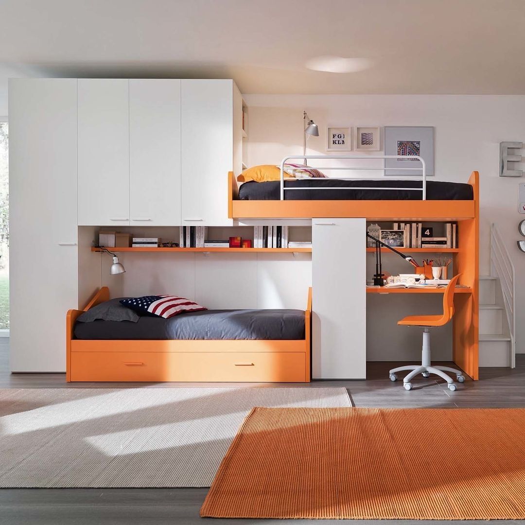 'Orange' Kid's bedroom furniture set by Siluetto homify Modern Kid's Room Beds & cribs