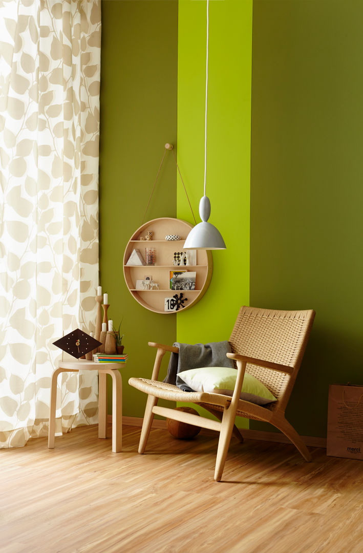 Die neue Landlust homify Living room grün,limette,wandfarbe,streichen,innenfarbe,trendfarbe