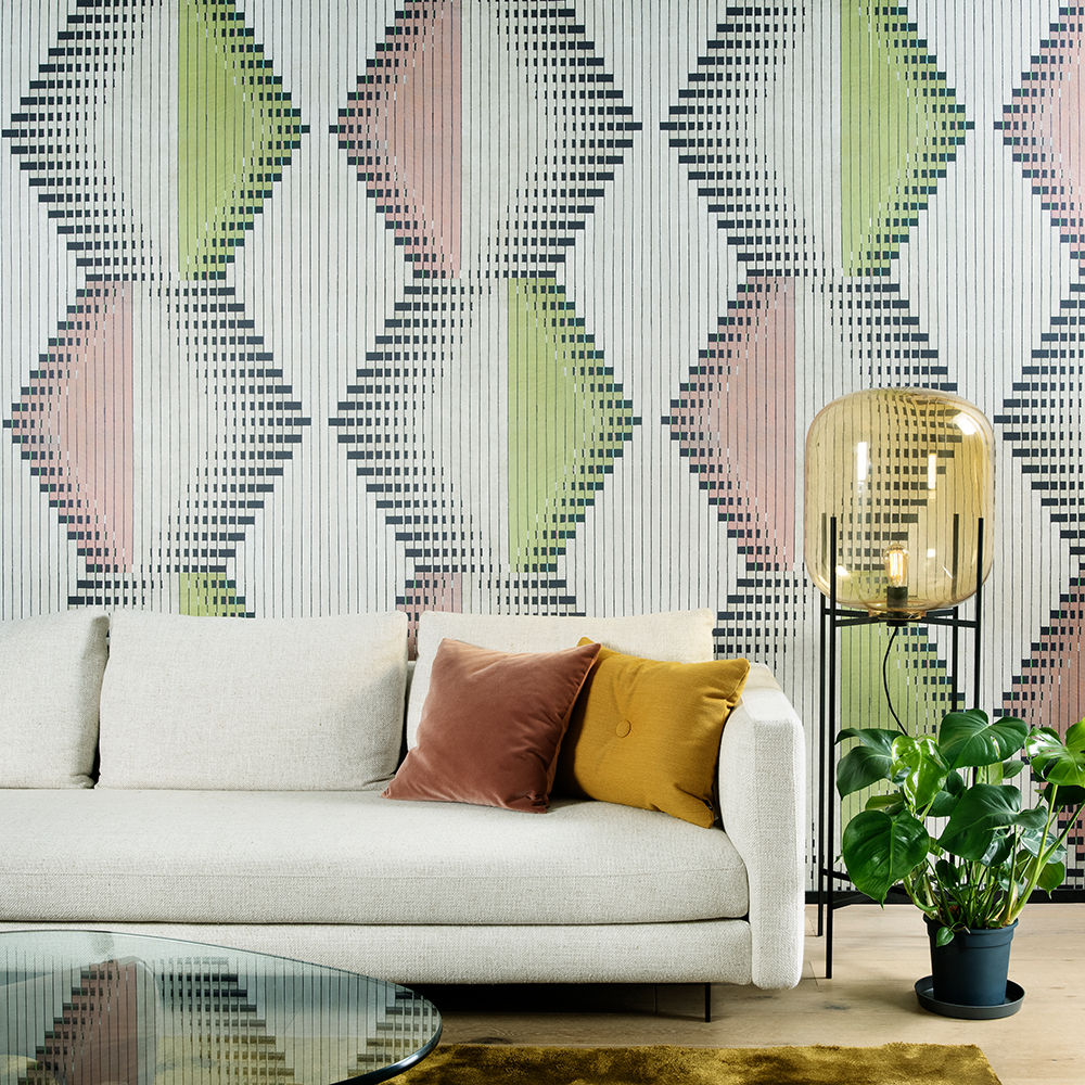 Tapete LINKED rosé-grün Tapeten & Uhren Modern Walls and Floors Tapete, Tapeten, Designtapete, RetroTapeten, Tapeten 70er, geometrische Tapeten, Tapeten aus Belgien, Tapeten mit Schimmer, Tapeten mit Gold, fein gemusterte Tapeten, Grafische Tapeten, Arte, Tapeten HOOKED ON WALLS, Tapeten mit Glanz, UniTapeten, unifarbene Tapeten,