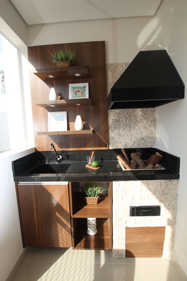 TERRAÇO GOURMET Pricila Dalzochio Arquitetura e Interiores Modern Terrace terraço,gourmet,churrasqueira,painel,iluminação,decor,decoradora,arquiteta,interiores