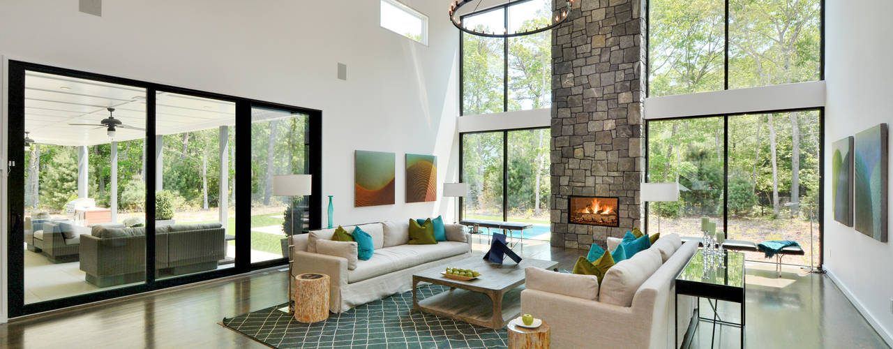 The Modern Barn by Plum Builders Inc. featuring Dunhill Reserve Plum Builders Modern Living Room Glass plumbuilders,modernbarn,modernbarnhome,customhomebuilder